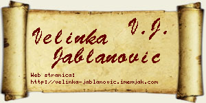 Velinka Jablanović vizit kartica